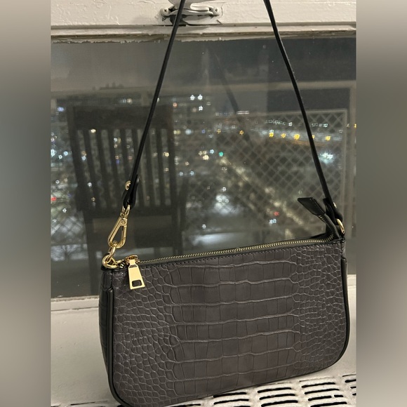 Dark Grey Classic Shoulder Bag - Picture 5 of 6